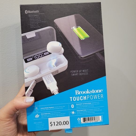 NEW Brookstone Touchpower TWS Earbuds and Powerbank - Picture 2 of 5